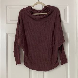 Cowl neck, waffle knit top